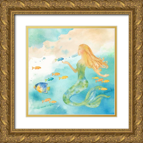 Sea Splash Mermaid II Gold Ornate Wood Framed Art Print with Double Matting by Coulter, Cynthia