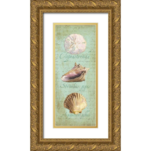 Oceanum Shell Panel Green I Gold Ornate Wood Framed Art Print with Double Matting by Reed, Tara