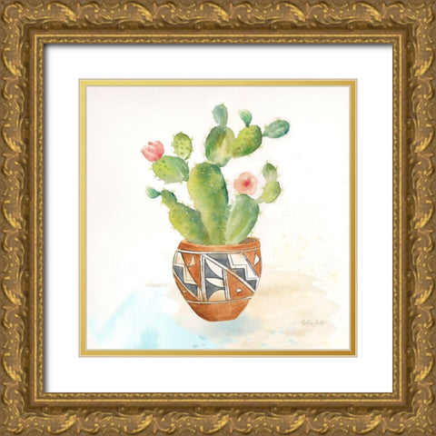 Cactus Pots II Gold Ornate Wood Framed Art Print with Double Matting by Coulter, Cynthia