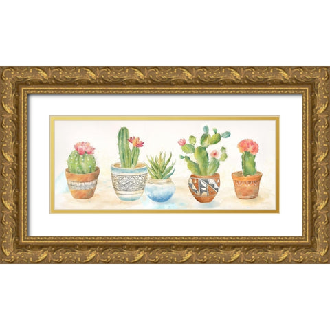 Cactus Pots  Gold Ornate Wood Framed Art Print with Double Matting by Coulter, Cynthia