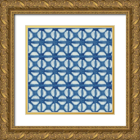 Blue Shibori I  Gold Ornate Wood Framed Art Print with Double Matting by Green, Nancy