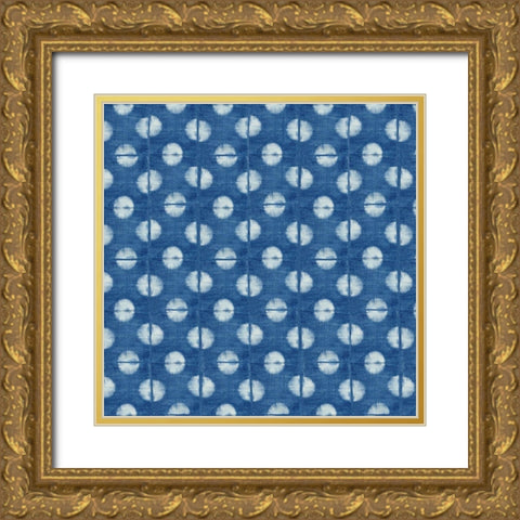 Blue Shibori II Gold Ornate Wood Framed Art Print with Double Matting by Green, Nancy