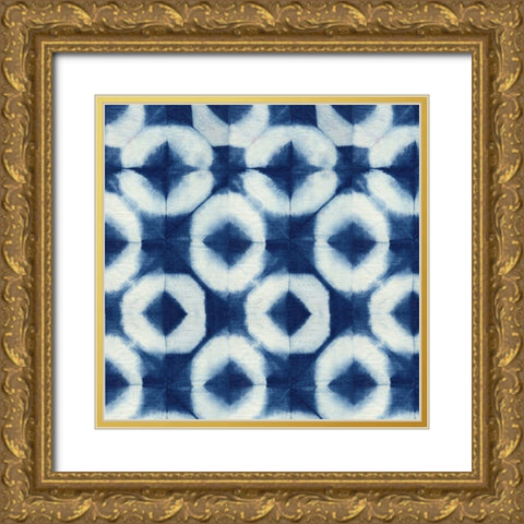 Blue Shibori III  Gold Ornate Wood Framed Art Print with Double Matting by Green, Nancy