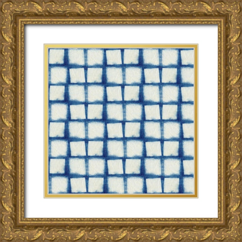 Blue Shibori IV Gold Ornate Wood Framed Art Print with Double Matting by Green, Nancy