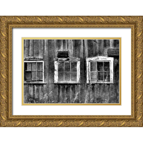 The Old Barn Window Gold Ornate Wood Framed Art Print with Double Matting by Romita, Denise