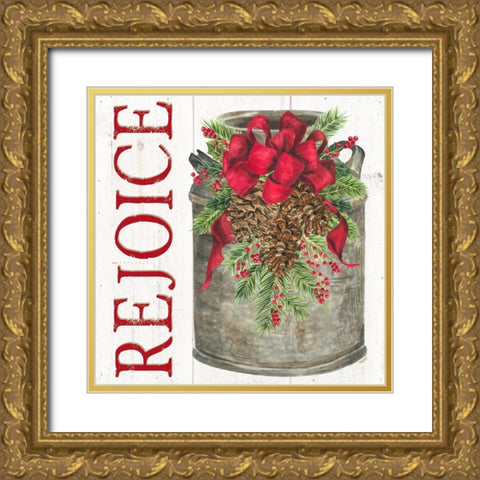 Home for the Holidays Rejoice Gold Ornate Wood Framed Art Print with Double Matting by Reed, Tara
