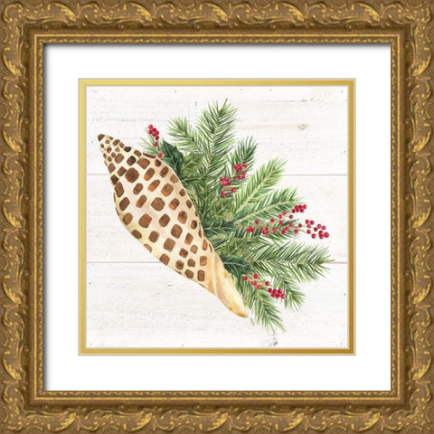 Christmas by the Sea Junonia square Gold Ornate Wood Framed Art Print with Double Matting by Reed, Tara