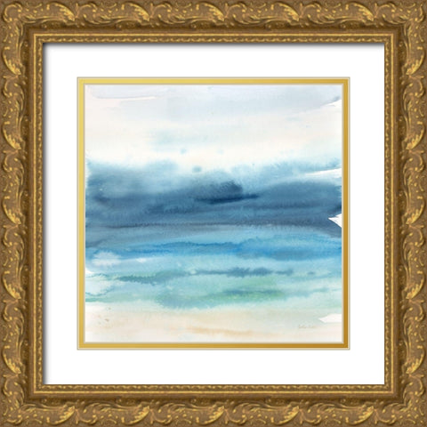Indigo Seascape I Gold Ornate Wood Framed Art Print with Double Matting by Coulter, Cynthia