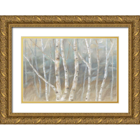 Silver Birch Landscape Gold Ornate Wood Framed Art Print with Double Matting by Coulter, Cynthia