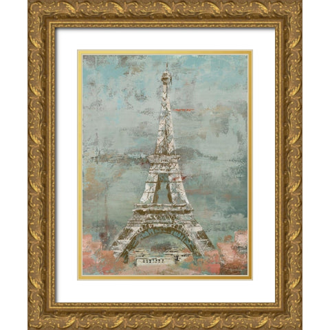 La Tour Eiffel Gold Ornate Wood Framed Art Print with Double Matting by Cusson, Marie Elaine