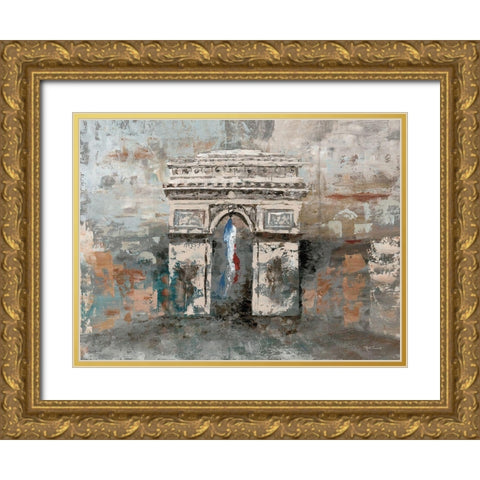Arc de Triomphe Gold Ornate Wood Framed Art Print with Double Matting by Cusson, Marie Elaine
