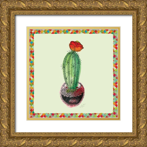 Rainbow Cactus I Gold Ornate Wood Framed Art Print with Double Matting by Cusson, Marie Elaine