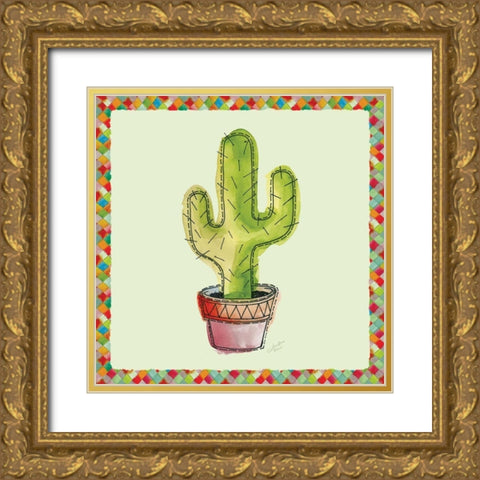 Rainbow Cactus II Gold Ornate Wood Framed Art Print with Double Matting by Cusson, Marie Elaine