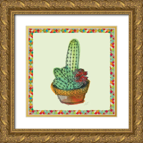 Rainbow Cactus III Gold Ornate Wood Framed Art Print with Double Matting by Cusson, Marie Elaine