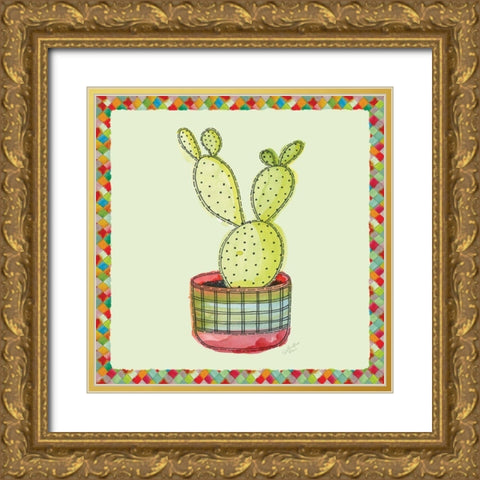 Rainbow Cactus IV Gold Ornate Wood Framed Art Print with Double Matting by Cusson, Marie Elaine