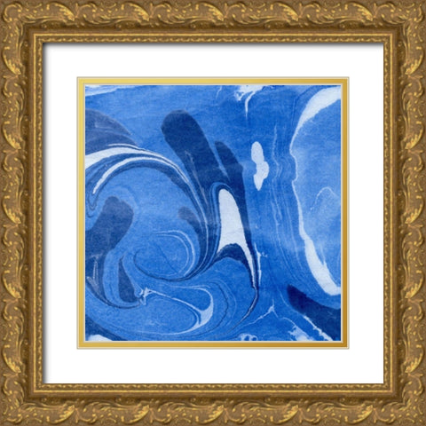 Blue Marble Quad I Gold Ornate Wood Framed Art Print with Double Matting by Green, Nancy