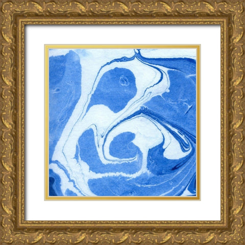 Blue Marble Quad II Gold Ornate Wood Framed Art Print with Double Matting by Green, Nancy