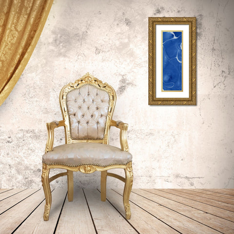 Blue Marble Panel Trio II Gold Ornate Wood Framed Art Print with Double Matting by Green, Nancy