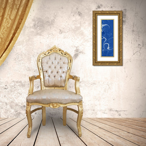 Blue Marble Panel Trio III Gold Ornate Wood Framed Art Print with Double Matting by Green, Nancy