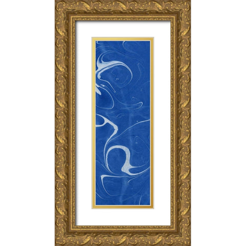 Blue Marble Panel Trio III Gold Ornate Wood Framed Art Print with Double Matting by Green, Nancy