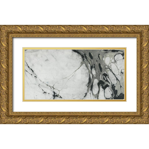 Black and White Marble Panel Trio I Gold Ornate Wood Framed Art Print with Double Matting by Green, Nancy