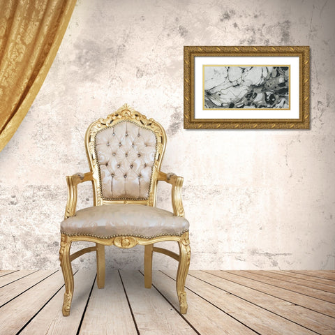 Black and White Marble Panel Trio I Gold Ornate Wood Framed Art Print with Double Matting by Green, Nancy