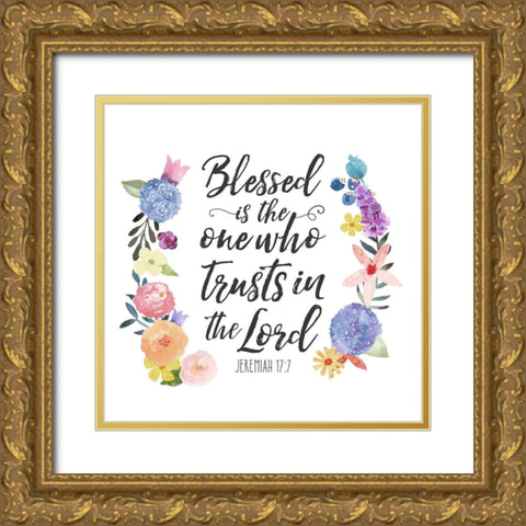 Floral Bible Verse I Gold Ornate Wood Framed Art Print with Double Matting by Noonday Design