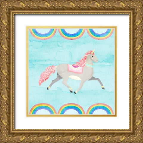 Rainbow Unicorn I Gold Ornate Wood Framed Art Print with Double Matting by Noonday Design