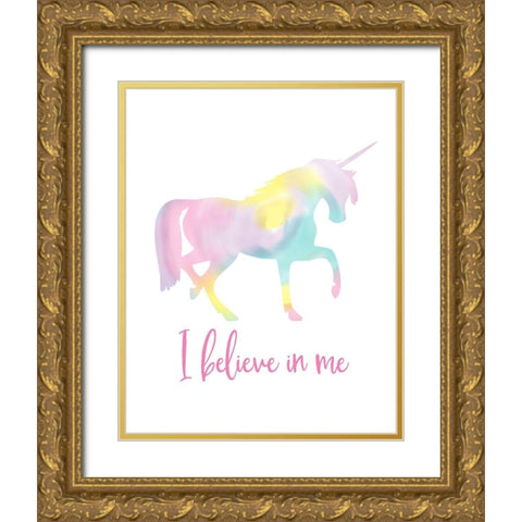 Watercolor Unicorn I  Gold Ornate Wood Framed Art Print with Double Matting by Reed, Tara