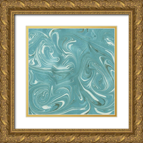 Turquoise Marble II Gold Ornate Wood Framed Art Print with Double Matting by Green, Nancy
