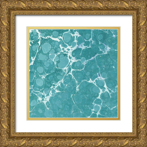 Turquoise Marble VI Gold Ornate Wood Framed Art Print with Double Matting by Green, Nancy