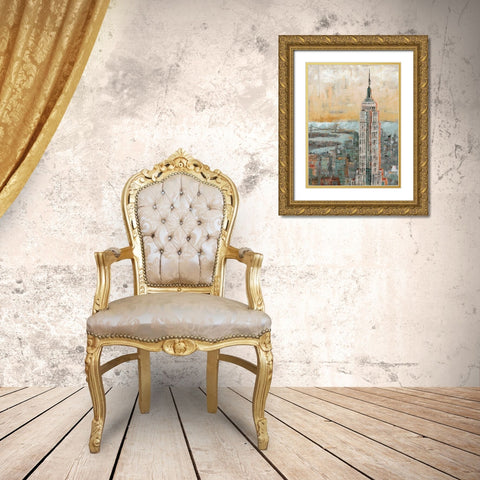 Empire State Building Abstract Gold Ornate Wood Framed Art Print with Double Matting by Cusson, Marie Elaine