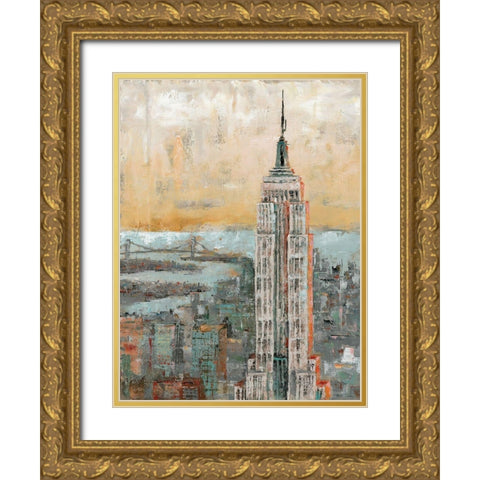 Empire State Building Abstract Gold Ornate Wood Framed Art Print with Double Matting by Cusson, Marie Elaine