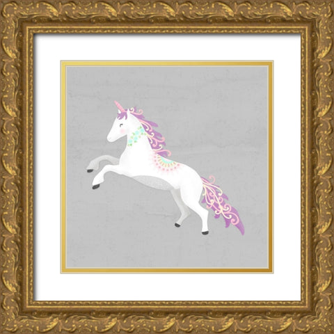 Unicorn Pastel II Gold Ornate Wood Framed Art Print with Double Matting by Noonday Design