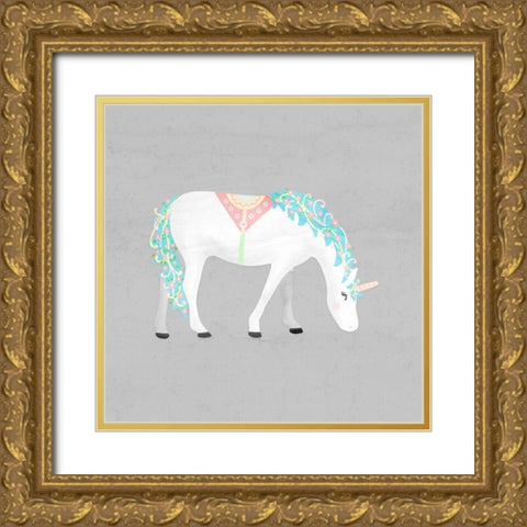 Unicorn Pastel III Gold Ornate Wood Framed Art Print with Double Matting by Noonday Design