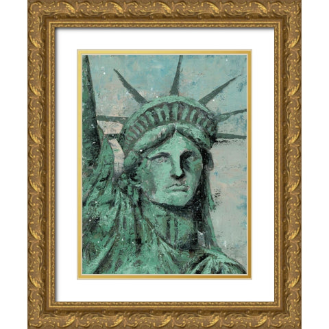 Statue Of Liberty Portrait Gold Ornate Wood Framed Art Print with Double Matting by Cusson, Marie Elaine
