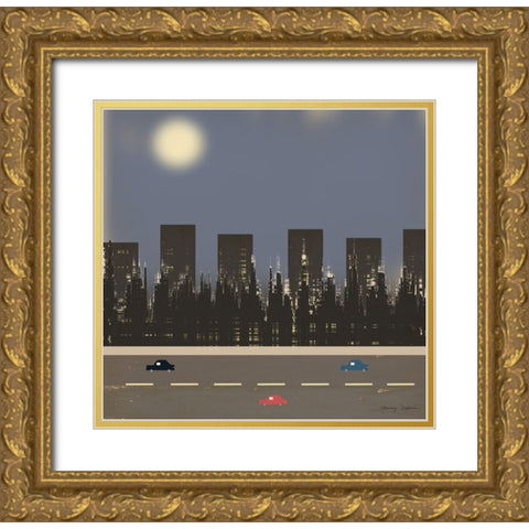 Nightime in the City II Gold Ornate Wood Framed Art Print with Double Matting by Kushnir, Tammy