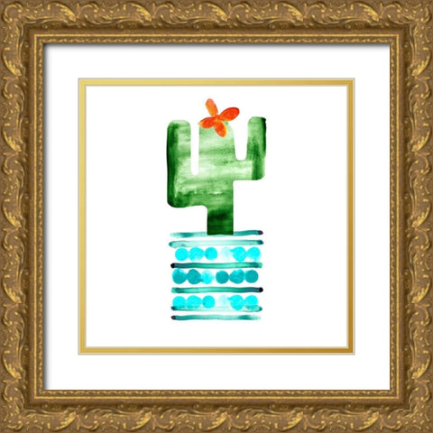 Colorful Cactus II  Gold Ornate Wood Framed Art Print with Double Matting by Northern Lights