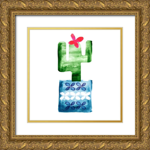 Colorful Cactus VI Gold Ornate Wood Framed Art Print with Double Matting by Northern Lights