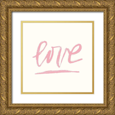 Love and Hearts Scribble I Gold Ornate Wood Framed Art Print with Double Matting by Noonday Design