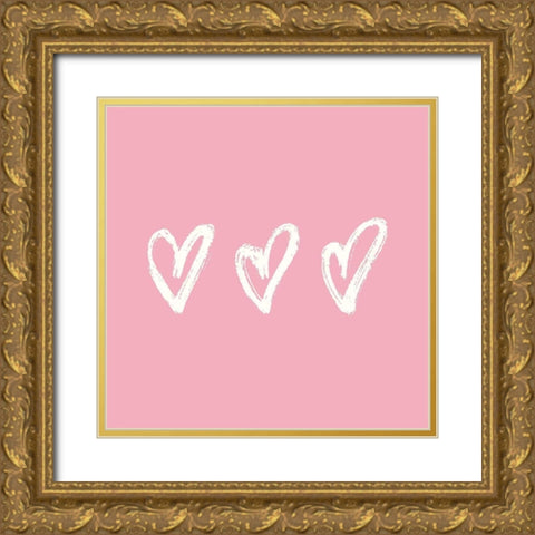 Love and Hearts Scribble II Gold Ornate Wood Framed Art Print with Double Matting by Noonday Design