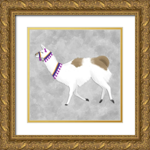 Lovely Llama IV Gold Ornate Wood Framed Art Print with Double Matting by Noonday Design