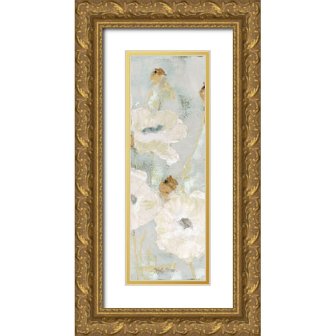 Poppies in the Wind Cream Panel II Gold Ornate Wood Framed Art Print with Double Matting by Cusson, Marie Elaine