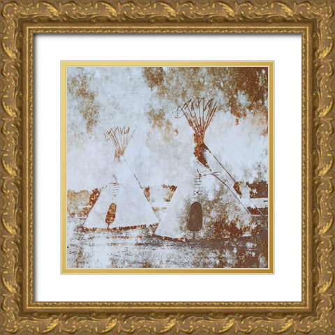 Textured Tipis Gold Ornate Wood Framed Art Print with Double Matting by Tyrrell, Lu Anne