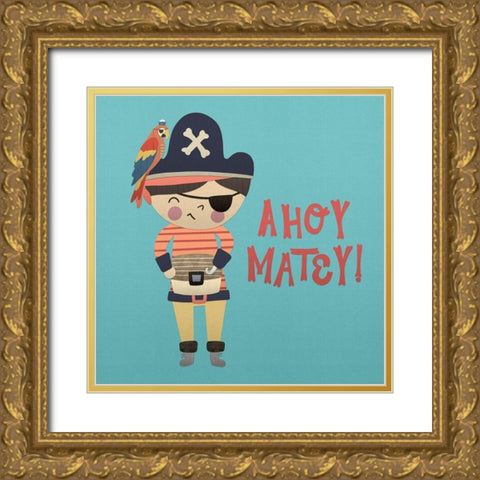 Ahoy Matey I Gold Ornate Wood Framed Art Print with Double Matting by Noonday Design