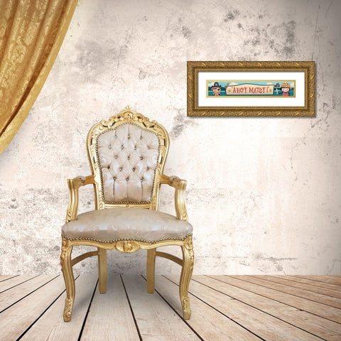 Ahoy Matey Sign Gold Ornate Wood Framed Art Print with Double Matting by Noonday Design