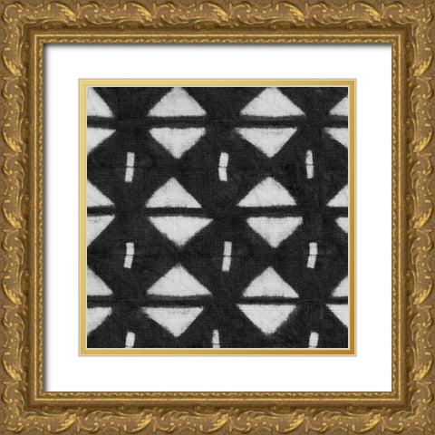 Shibori Black III Gold Ornate Wood Framed Art Print with Double Matting by Green, Nancy