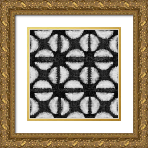 Shibori Black IV Gold Ornate Wood Framed Art Print with Double Matting by Green, Nancy
