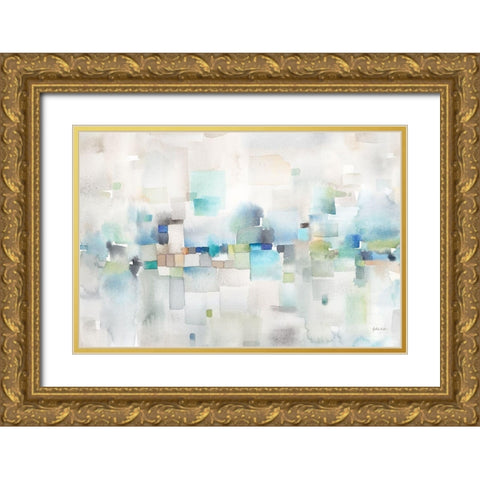 Cityscape Abstract Gold Ornate Wood Framed Art Print with Double Matting by Coulter, Cynthia