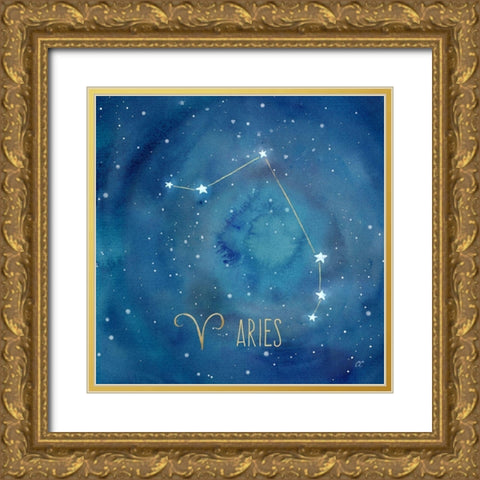 Star Sign Aries Gold Ornate Wood Framed Art Print with Double Matting by Coulter, Cynthia